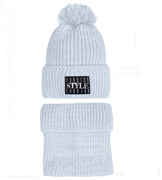 Ciepła czapka i komin dla dziewczyn, odblaskowy pompon Johanna rozm. 55-58