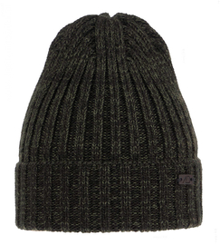 Czapka zimowa męska, wełna merino, Miton, czarny + khaki melanż, 56-59 cm