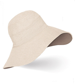 Kapelusz damski z dużym rondem, lniany na lato, S22-05, naturalny, 55-56 cm