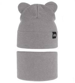 Komplet wiosenny/jesienny dla chłopca, czapka i komin, szary (2), Jragan, 50-54 cm