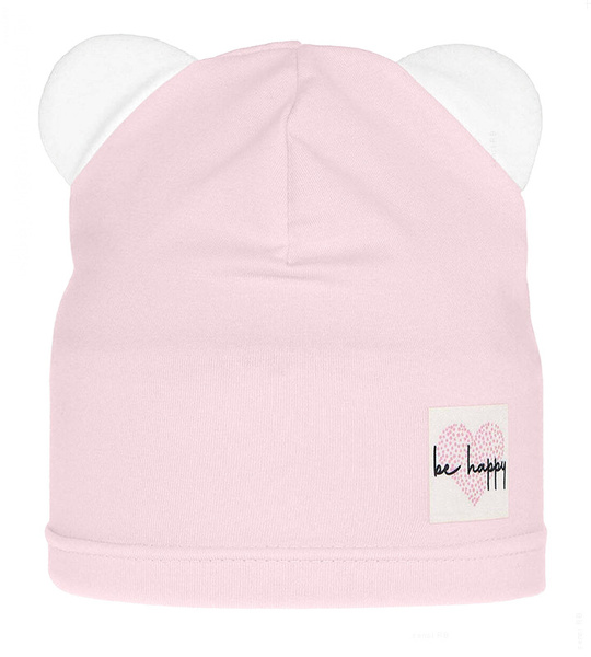 Czapka dziewczęca jesienna/wiosenna, bawełniana, różowa, Gogga, 50-52