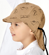 Czapka na lato dla chłopca, safari, muślin, Infans, jasny brąz, 46-48 cm