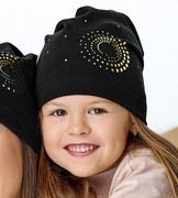 Czapka dla dziewczynki, wiosna/jesień, czarna, Virginia, 52-54 cm
