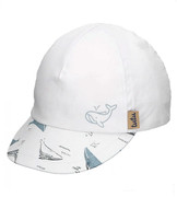 Czapka z daszkiem dla dziecka, filtr UPF 30+, Whalleis, biała, 48-52 cm