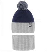 Komplet Arlekin Czapka z polarem i komin chłopięcy  rozm. 48-50 cm