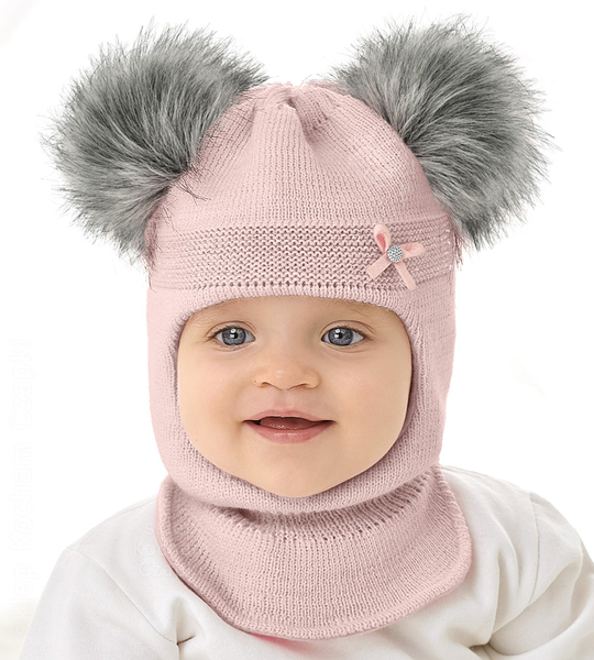 Kominiarka dla dziewczynki na zimę, Inela, brudny róż, 44-47 cm 