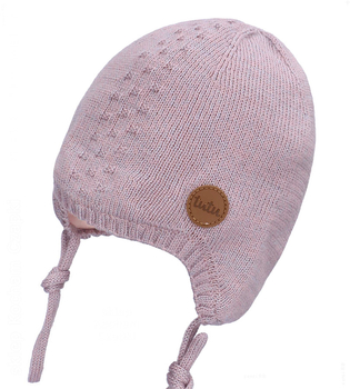 Czapka jesienna/wiosenna dla dziewczynki, dzianina Merino, Lissana, wrzosowa, 38-42 cm