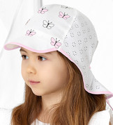 Czapka z daszkiem dla dziewczynki, biały + jasny róż, safari, Papilio, 47-49 cm