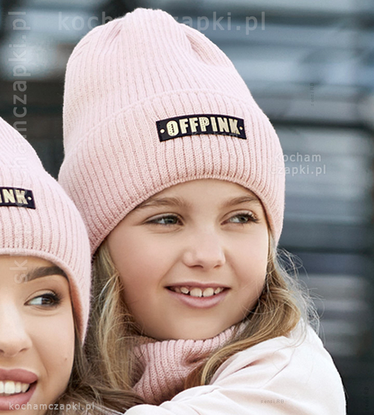 Czapka i komin dla dziewczynki, beanie prążek, Beyond Pink , rozm. 48-52cm