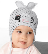 Czapka wiosenna/jesienna dla dziewczynki, szara, Naismi,  36-38 cm