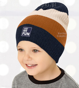 Dzianinowa, kolorowa czapka w prążek dla chłopca, Jonah , rozm. 49-53cm