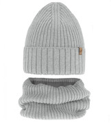 Czapka i komin merino, polar, Semalia, szary, 48-50 cm