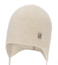 Czapka merino z kaszmirem, wiosenna/jesienna dla chłopczyka, Notano, beżowy, 47-49 cm