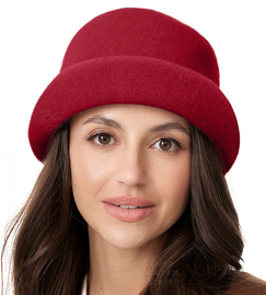 Kapelusz damski zimowy, wełniany, Demeter, czerwony, 55-56 cm