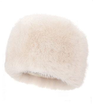 Czapka z futra ekologicznego, zimowy toczek futrzany, Loqly, kremowa, 56-57 cm