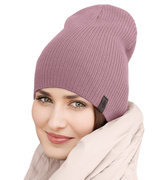 Czapka wiosenna/jesienna damska, w prążek, wrzosowa, Cemri, 54-56 cm