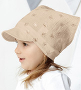 Muślinowa chustka z daszkiem dla dziewczynki, Bango, beżowy ciepły, 46-48 cm