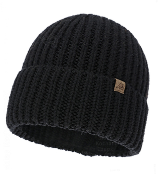 Czapka męska wełniana, 100% merino, Nober, czarny, 56-60 cm