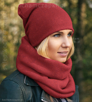 Czapka i komin damski, komplet zimowy Benita, czerwony ceglany (2), 55-57 cm