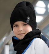 Zimowa czapka i komin, sportowy komplet dla chlopca,  Dinesh v.3, dwustronny, 54-60 cm