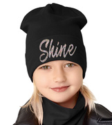 Czapka dla dziewczynki, wiosenna-jesienna, czarna, Nitole, rozm. 46-49 cm