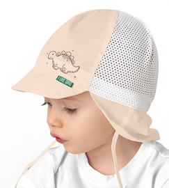 Czapka na lato dla chłopca, safari, wiązana z siateczki, Omode, kremowa, 46-48 cm