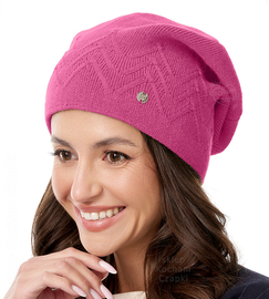 Czapka zimowa damska, Afrodyta, różowa, 55-60 cm