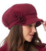 Kaszkiet, beret damski zimowy z daszkiem, Granja, bordowy, 56-57 cm