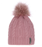 Czapka zimowa damska, warkoczowy wzór, Kamra, różowa, 55-57 cm