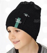 Czapka wiosenna/jesienna dla chłopca, czarna, Looking Forward, 48-50 cm