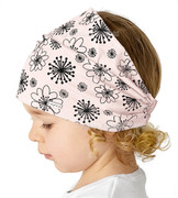 Chustka na głowę, opaska dla dziewczynki, na gumce, róż pudrowy, Fjuria, 44-46 cm