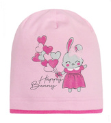 Czapka wiosenna/jesienna, dla dziewczynki, z króliczkiem, róż jasny, Katai, 44-46 cm