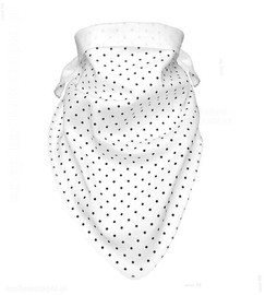 Chustka dla dziewczynki, bawełniana pod szyję, biała w kropeczki, wiek 3-24 miesięcy