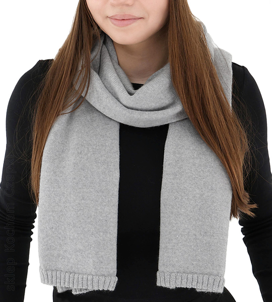 Szalik damski z wełny 100% merino, zimowy, 7340, szary