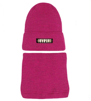 Czapka i komin damski, komplet zimowy, róż ciemny, Beyond Pink, 55-58cm