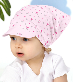 Chustka z daszkiem dla dziewczynki, różowa, Margola, 50-54 cm