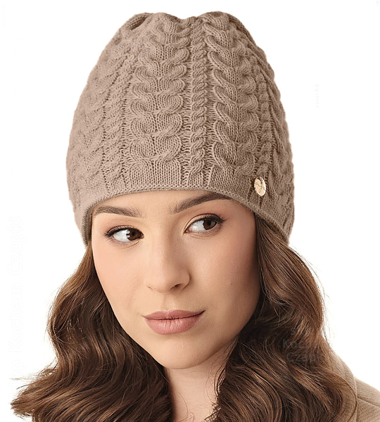 Czapka zimowa, damska, Wennis, beżowy, 55-57 cm