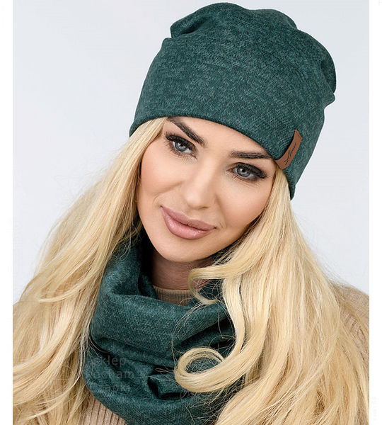 Czapka i komin zimowy, Lavita, zielony, 55-57 cm