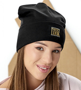 Czapka damska wiosenna, jesienna, bawełniana, Gants, czarna, 54-57 cm