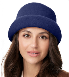 Kapelusz damski zimowy, wełniany, Demeter, granatowy, 54-55 cm