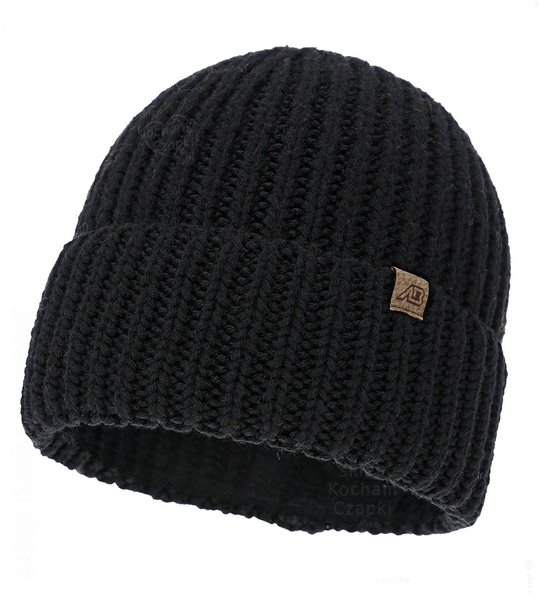 Czapka męska wełniana, 100% merino, Nober, czarny, 56-60 cm