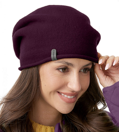Czapka wełniana damska, zimowa/jesienna, Gabbela, burgundowa, 57-61 cm