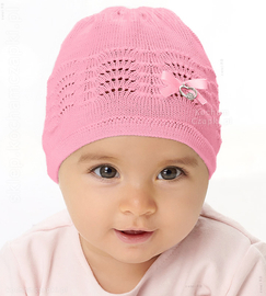 Ażurkowa czapeczka niemowlęca dla dziewczynki, wiosenna/jesienna, Farja rozm. 36-40 cm
