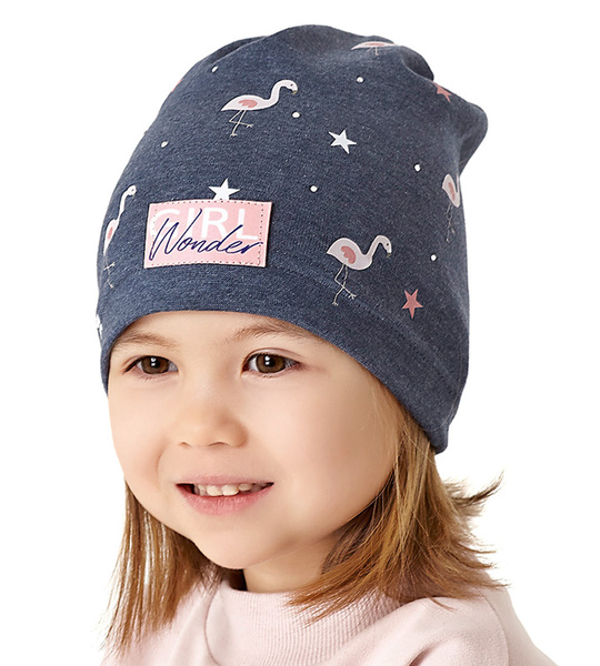 Czapka wiosenna-jesienna dla dziewczynki, granatowa, Wonder Girl, 49-52 cm