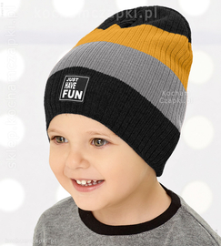 Dzianinowa, kolorowa czapka w prążek dla chłopca, Jonah , rozm. 49-53cm