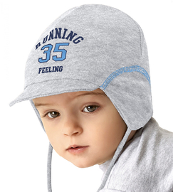 Czapka wiosenna/jesienna dla chłopca, szary jasny, Running, 51-54 cm