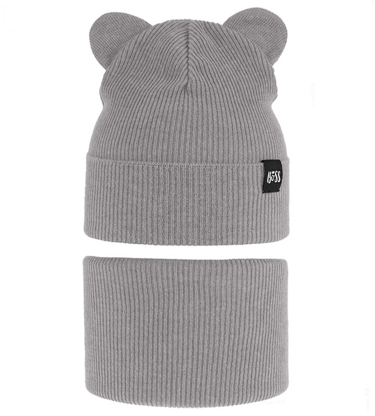 Komplet wiosenny/jesienny dla chłopca, czapka i komin, szary (2), Jragan, 50-54 cm