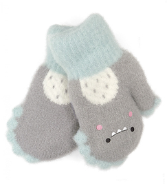 Rękawiczki zimowe dla chłopca, futerko, Potworki, szare, rozm. 2-4 lata