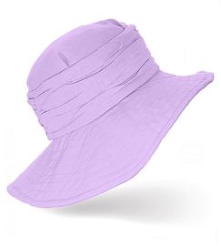 Kapelusz damski z lnu, z dużym rondem, na lato, Eanda, fiolet lila (80% len), 55-56 cm