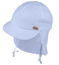 Kapelusz dla dziecka, czapka safari, z muślinu, niebieska, Leviatto, 46-49 cm